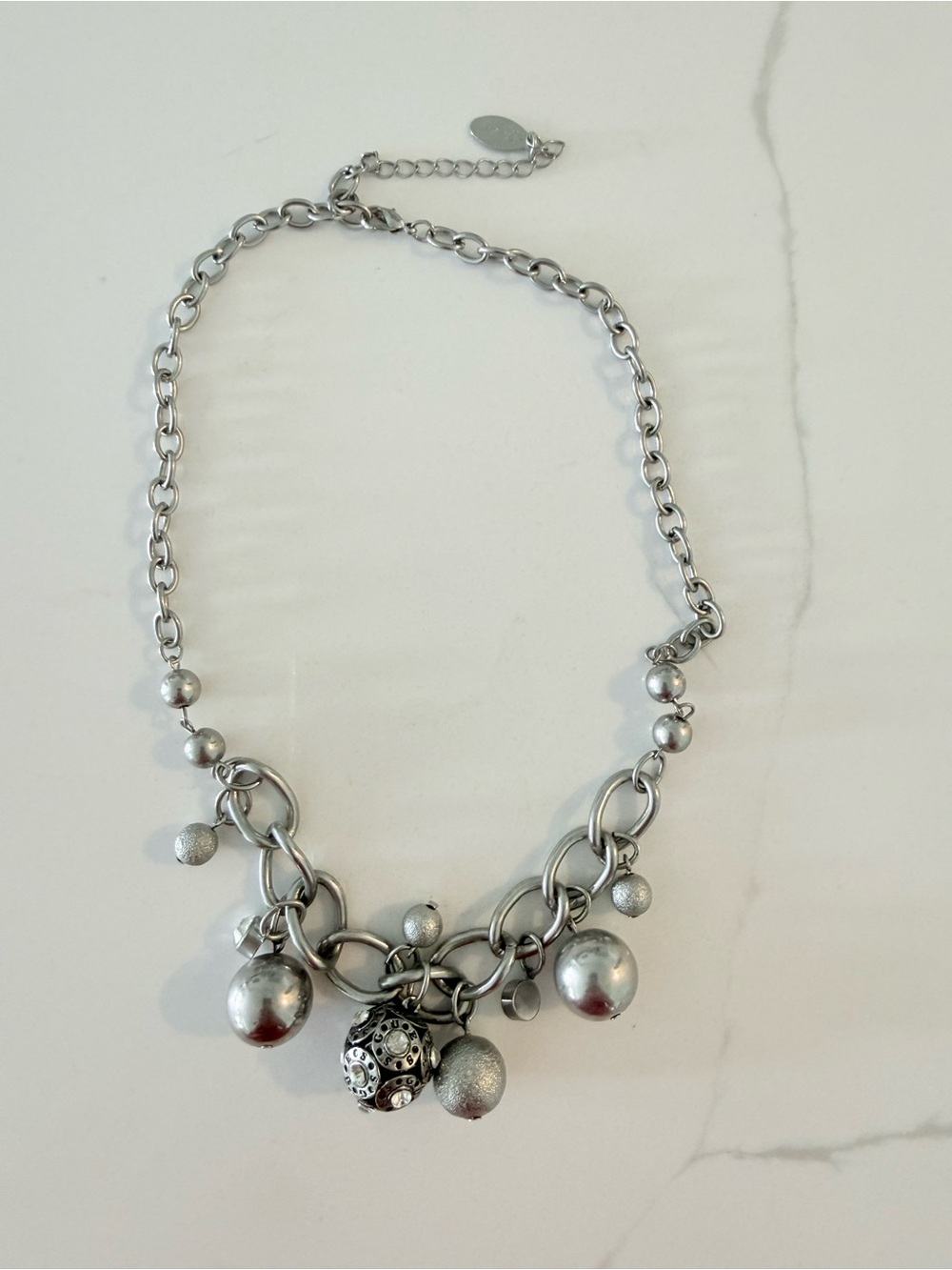 Guess Silver-Tone Charm Statement Necklace - Women Jewelry